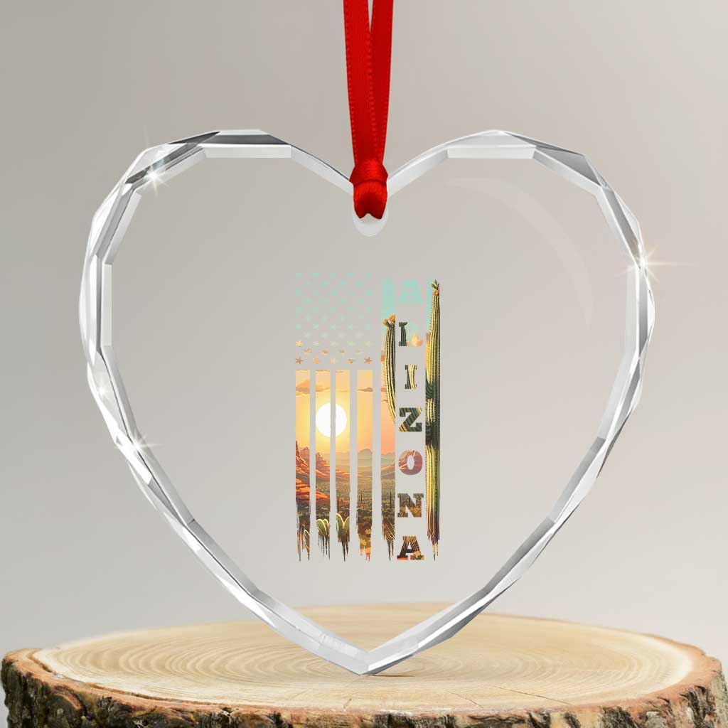 Patriotic Arizona State Flag Heart Crystal Glass Ornament Southwest Landscape Gift TS12 Transparent Glass 3'' Heart Print Your Wear