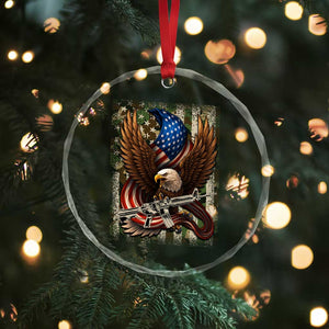 Patriotic Armed Eagle with Camo Flag Crystal Glass Ornament Military Patriotic USA Defense TS02 Print Your Wear