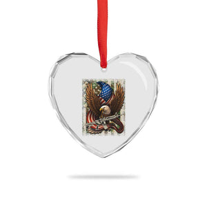 Patriotic Armed Eagle with Camo Flag Heart Crystal Glass Ornament Military Patriotic USA Defense TS02 Print Your Wear