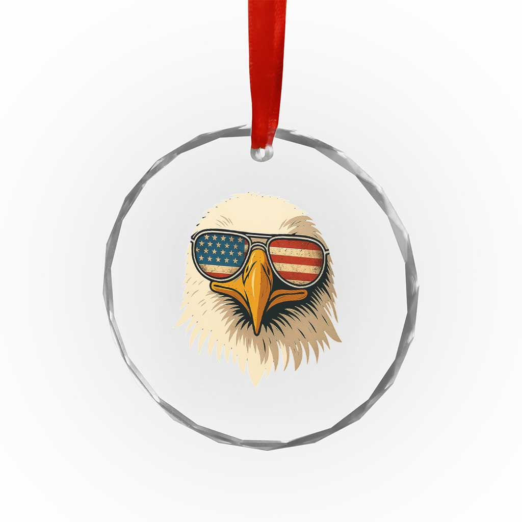Patriotic Bald Eagle Crystal Glass Ornament With Sunglasses American Flag Vintage TS02 Print Your Wear