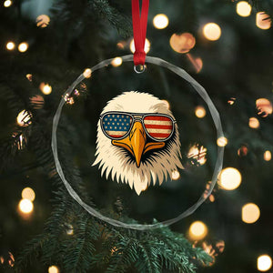 Patriotic Bald Eagle Crystal Glass Ornament With Sunglasses American Flag Vintage TS02 Print Your Wear