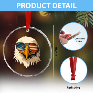 Patriotic Bald Eagle Crystal Glass Ornament With Sunglasses American Flag Vintage TS02 Print Your Wear