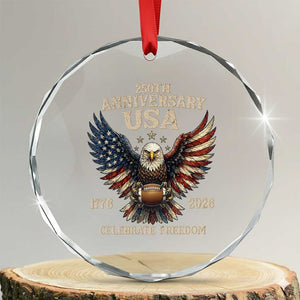 Patriotic Bald Eagle Football Crystal Glass Ornament America 250th Anniversary Gift TS12 Transparent Glass 3'' Circle Print Your Wear
