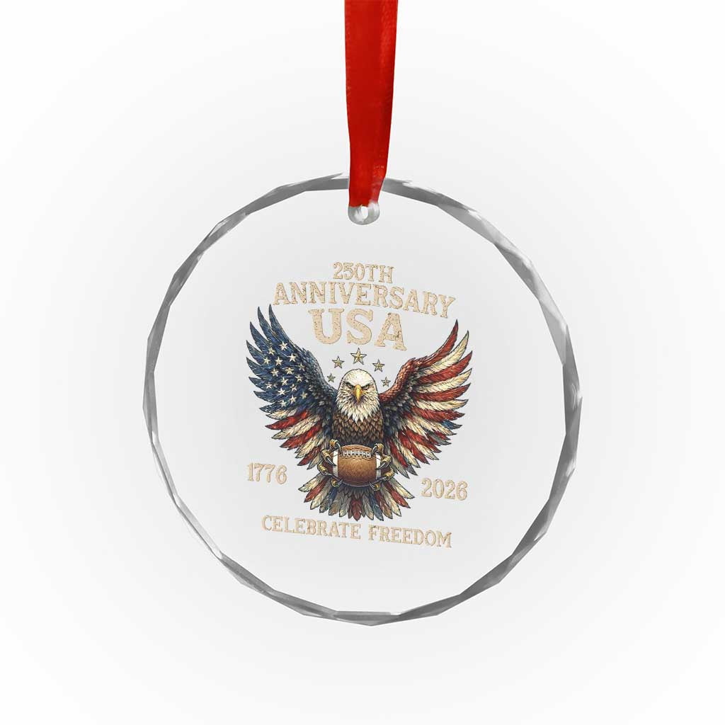 Patriotic Bald Eagle Football Crystal Glass Ornament America 250th Anniversary Gift TS12 Print Your Wear