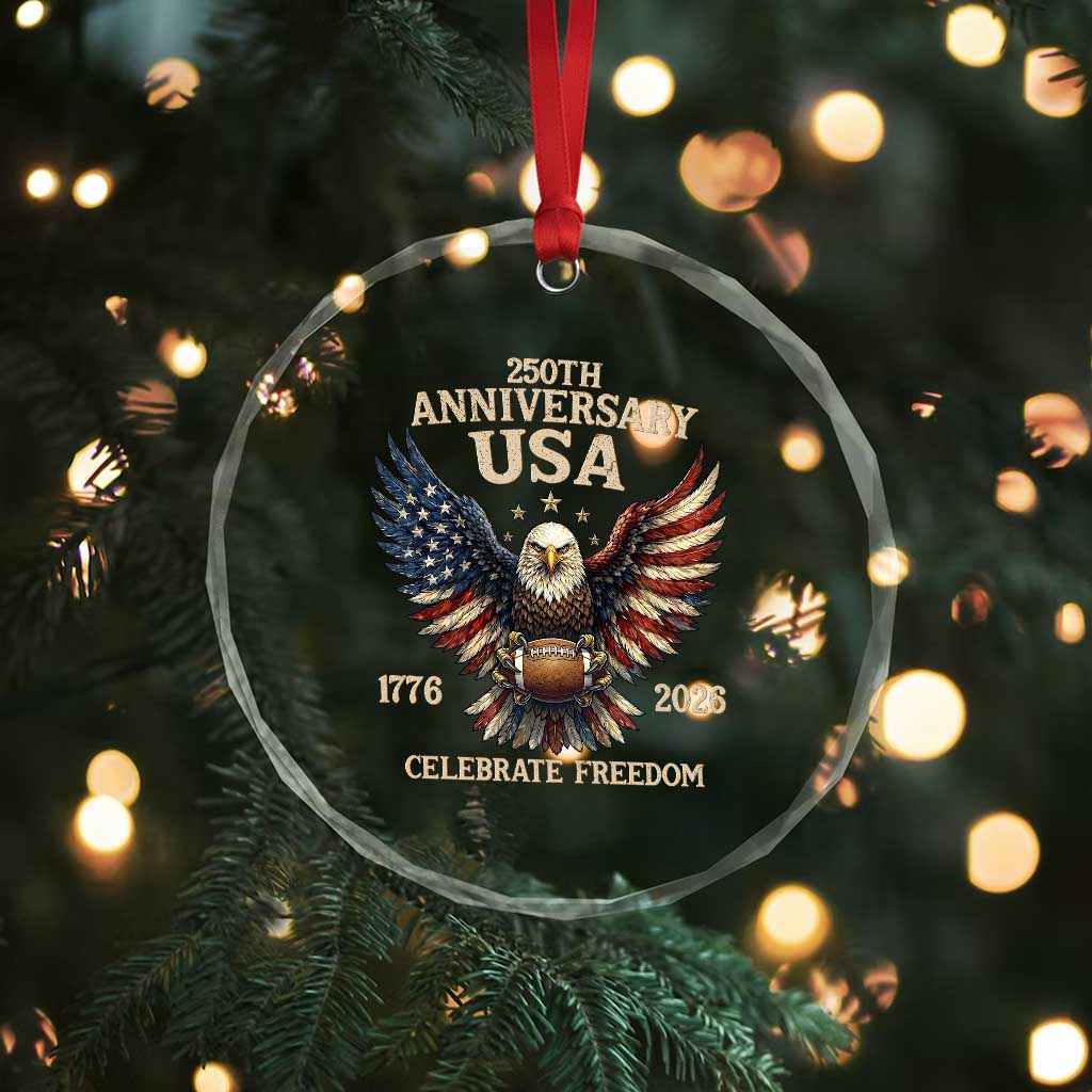 Patriotic Bald Eagle Football Crystal Glass Ornament America 250th Anniversary Gift TS12 Print Your Wear