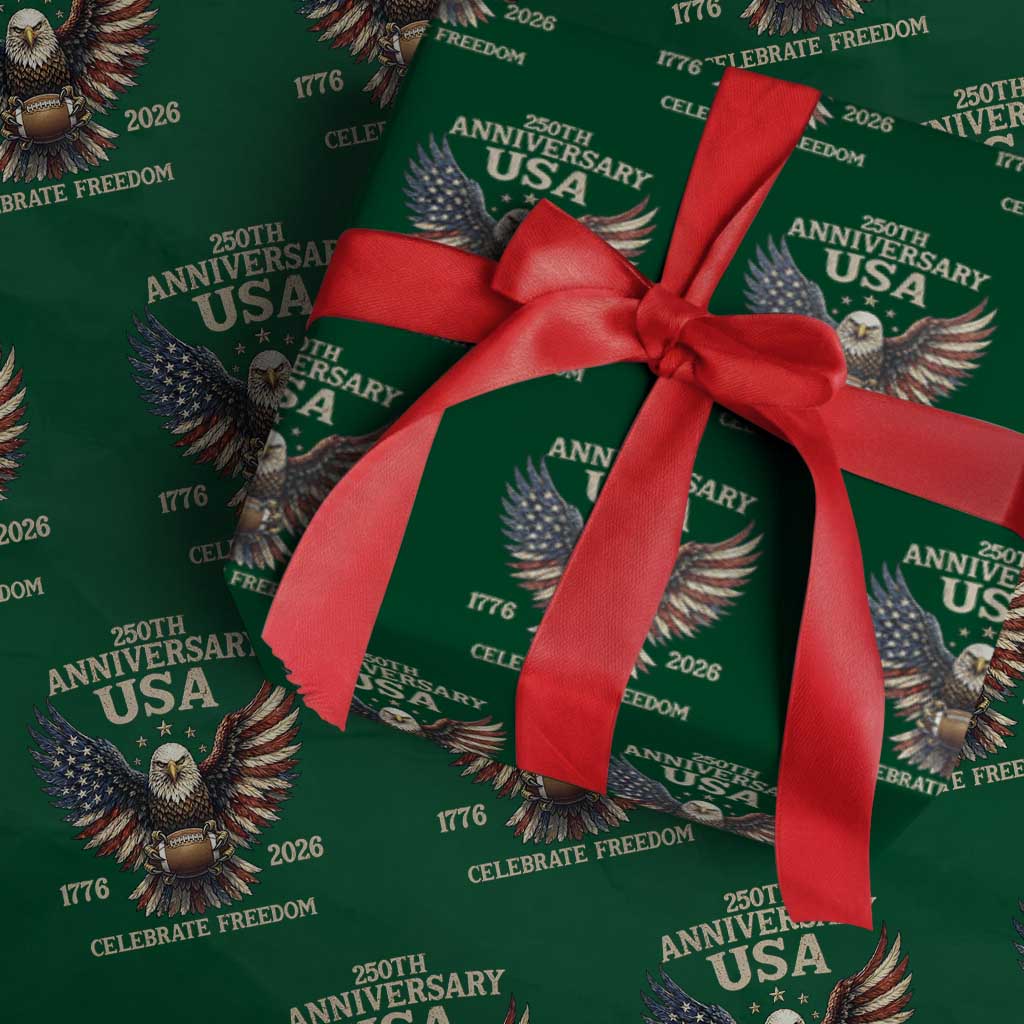 Patriotic Bald Eagle Football Wrapping Paper Roll America 250th Anniversary Gift TS12 Green Print Your Wear
