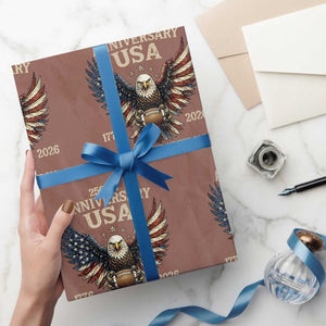 Patriotic Bald Eagle Football Wrapping Paper Roll America 250th Anniversary Gift TS12 Mocha Print Your Wear
