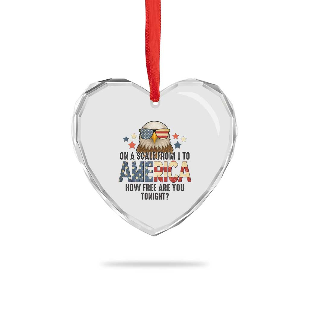Patriotic Bald Eagle Heart Crystal Glass Ornament How Free Are You Tonight 4th of July TS02 Print Your Wear