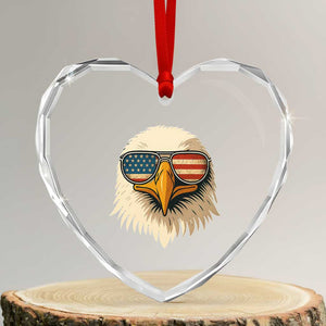 Patriotic Bald Eagle Heart Crystal Glass Ornament With Sunglasses American Flag Vintage TS02 Transparent Glass 3'' Heart Print Your Wear
