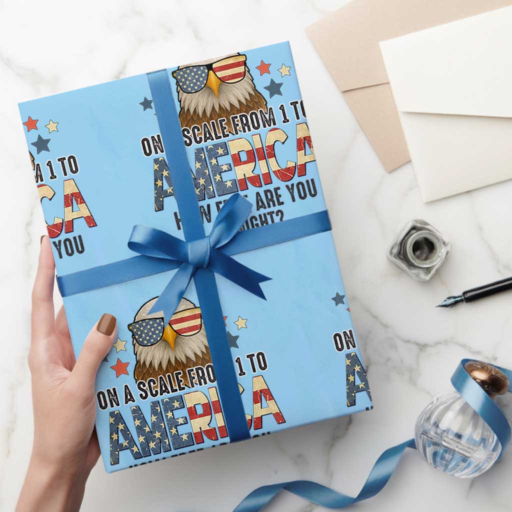 Patriotic Bald Eagle Wrapping Paper Roll How Free Are You Tonight 4th of July TS02 Light Blue Print Your Wear