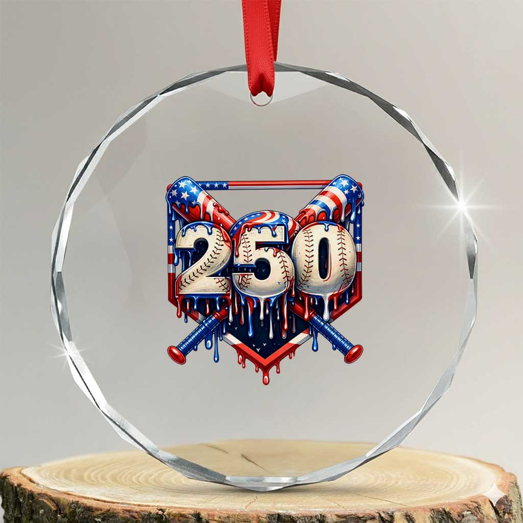 Patriotic Baseball Drip Crystal Glass Ornament USA 250th Anniversary Gift TS12 Transparent Glass 3'' Circle Print Your Wear