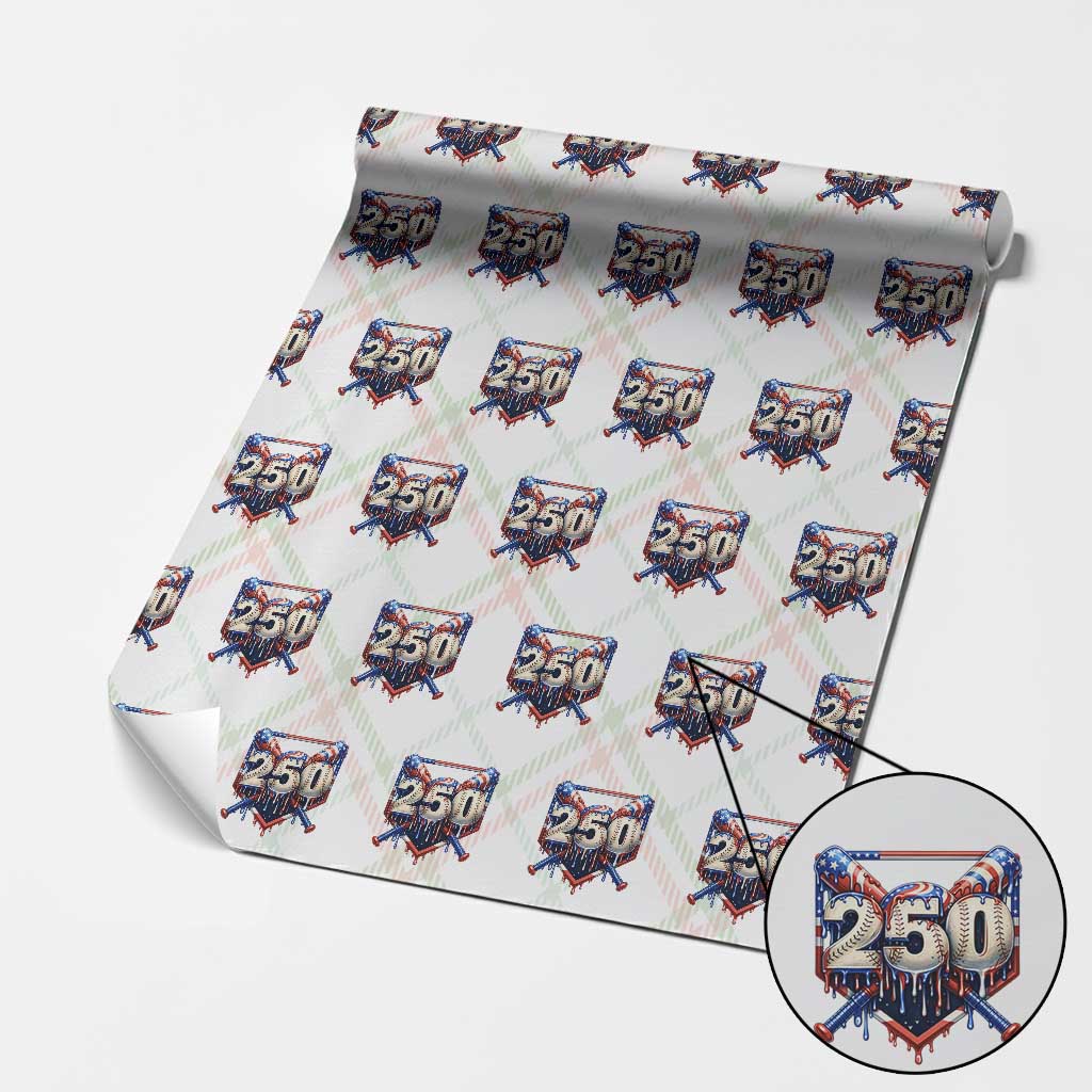 Patriotic Baseball Drip Wrapping Paper Roll USA 250th Anniversary Gift TS12 Christmas Plaid Print Your Wear