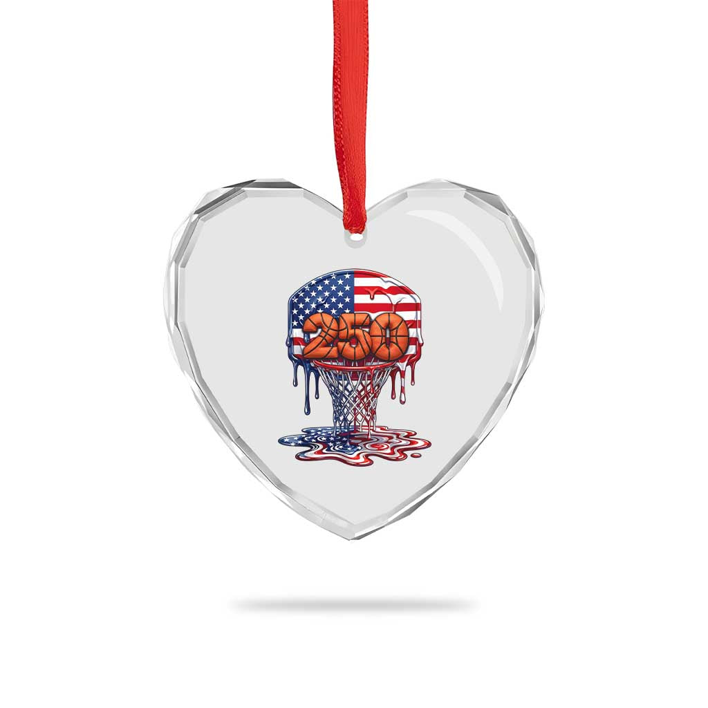 Patriotic Basketball Drip Heart Crystal Glass Ornament USA 250th Anniversary Gift TS12 Print Your Wear