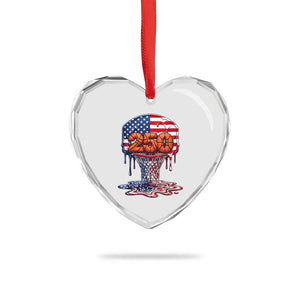 Patriotic Basketball Drip Heart Crystal Glass Ornament USA 250th Anniversary Gift TS12 Print Your Wear