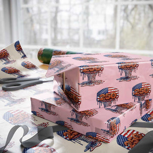 Patriotic Basketball Drip Wrapping Paper Roll USA 250th Anniversary Gift TS12 Light Pink Print Your Wear
