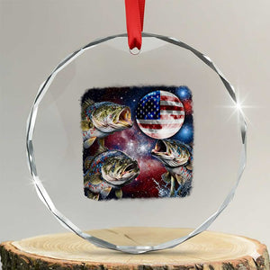 Patriotic Bass Fishing Moon Crystal Glass Ornament 4th Of July Fisherman Gift TS12 Transparent Glass 3'' Circle Print Your Wear