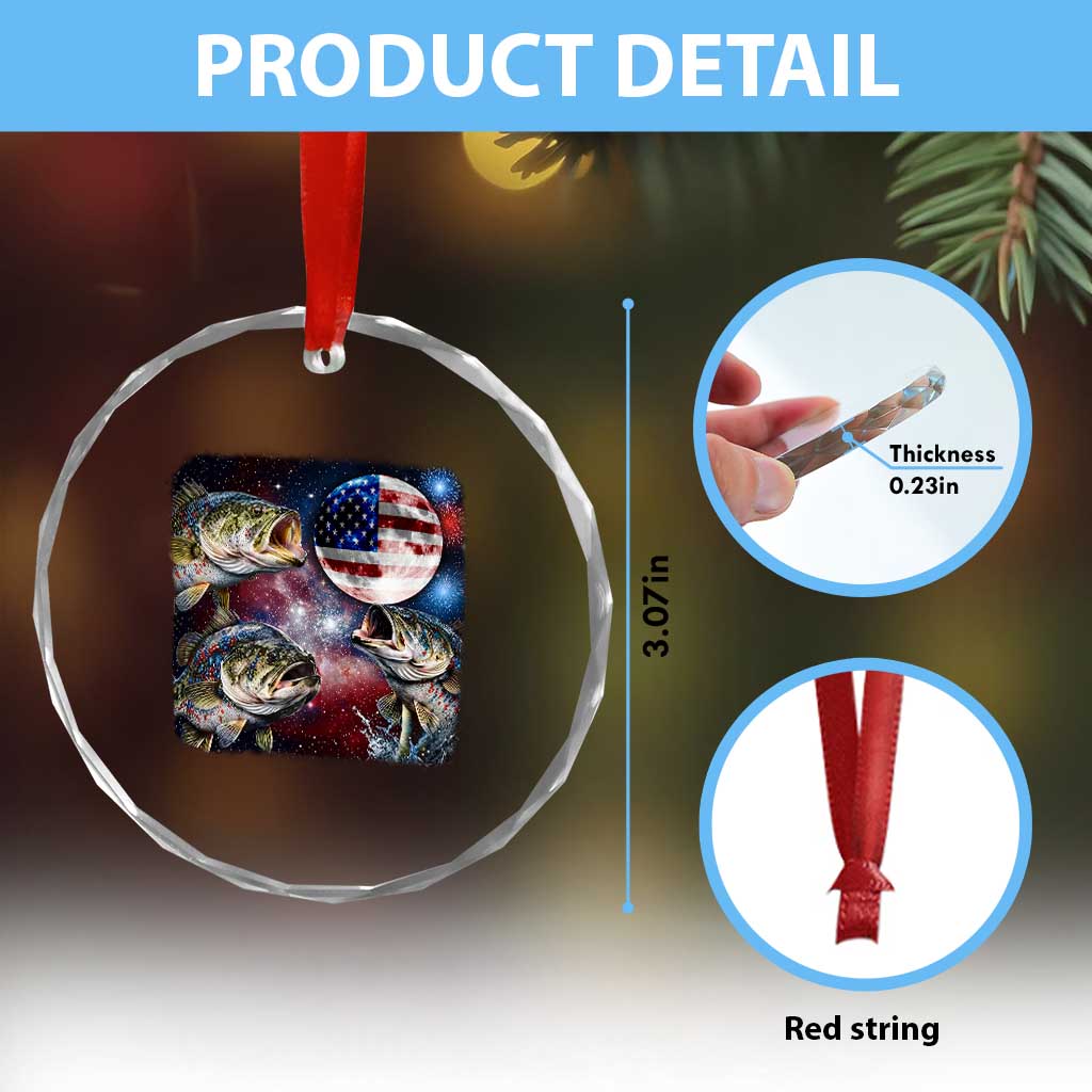 Patriotic Bass Fishing Moon Crystal Glass Ornament 4th Of July Fisherman Gift TS12 Print Your Wear