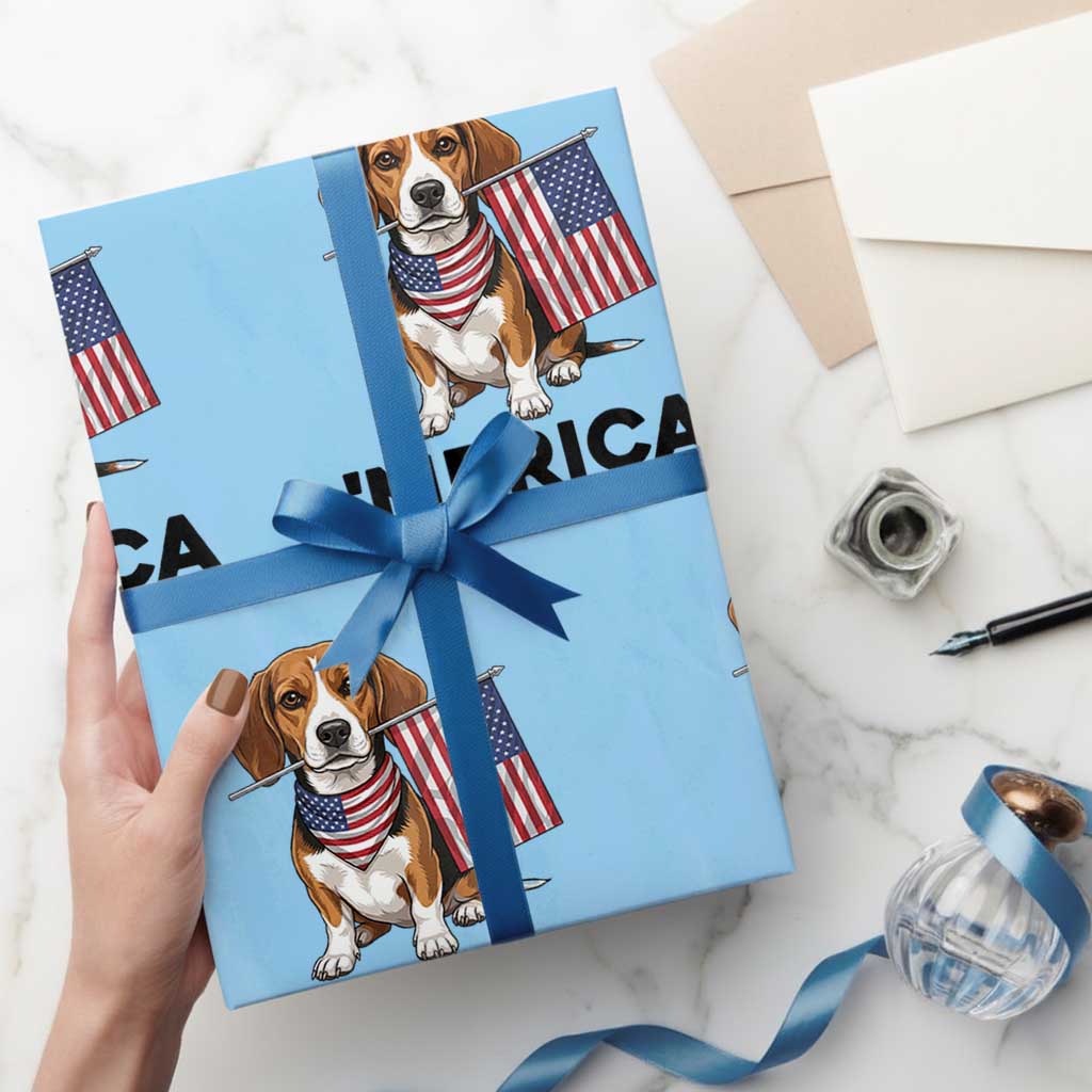 Patriotic Beagle Lover 4th Of July Dog Wrapping Paper Roll Merica Pride