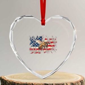 Patriotic Beekeeper Heart Crystal Glass Ornament Bee American Flag Beekeeping TS11 Transparent Glass 3'' Heart Print Your Wear
