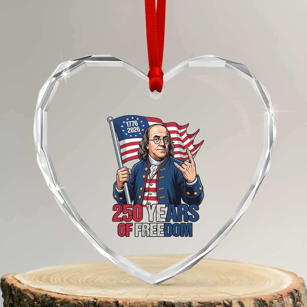 Patriotic Benjamin Franklin Heart Crystal Glass Ornament 250 Years Of Freedom TS12 Transparent Glass 3'' Heart Print Your Wear