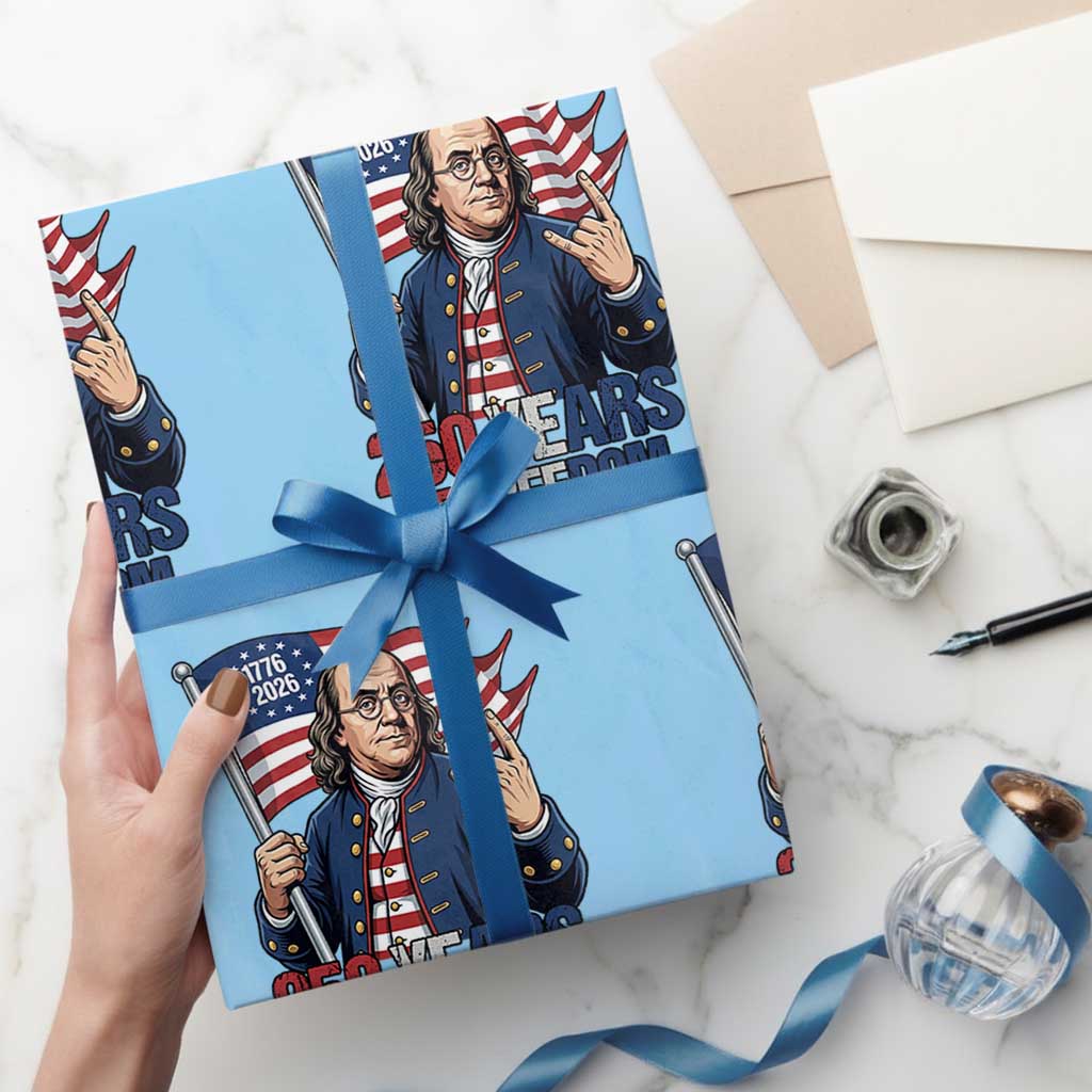 Patriotic Benjamin Franklin Wrapping Paper Roll 250 Years Of Freedom TS12 Light Blue Print Your Wear