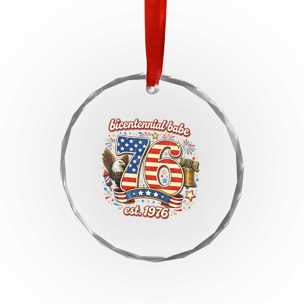 Patriotic Bicentennial Babe Est 1976 Crystal Glass Ornament Eagle Fireworks 50th Birthday TS02 Print Your Wear