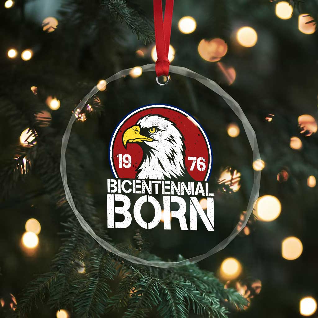 Patriotic Bicentennial Born 1976 Crystal Glass Ornament American Bald Eagle 50th Birthday TS02 Print Your Wear