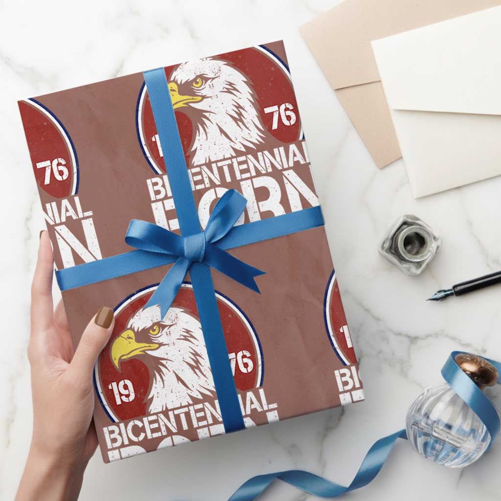 Patriotic Bicentennial Born 1976 Wrapping Paper Roll American Bald Eagle 50th Birthday TS02 Mocha Print Your Wear