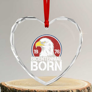 Patriotic Bicentennial Born 1976 Heart Crystal Glass Ornament American Bald Eagle 50th Birthday TS02 Transparent Glass 3'' Heart Print Your Wear