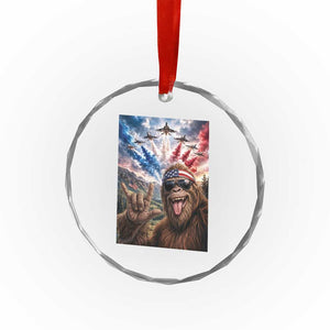 Patriotic Bigfoot 4th Of July Selfie Crystal Glass Ornament Funny USA Freedom Jet Fighter Graphic TS12 Print Your Wear