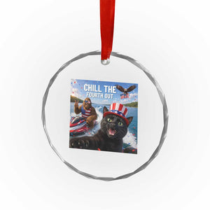 Patriotic Bigfoot And Cat Crystal Glass Ornament Chill The Fourth Out TS12 Print Your Wear