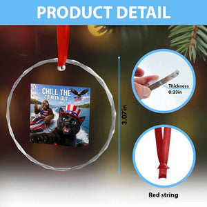Patriotic Bigfoot And Cat Crystal Glass Ornament Chill The Fourth Out TS12 Print Your Wear