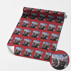 Patriotic Bigfoot And Cat Wrapping Paper Roll Chill The Fourth Out TS12 Red Print Your Wear