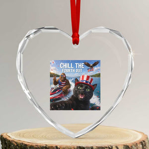 Patriotic Bigfoot And Cat Heart Crystal Glass Ornament Chill The Fourth Out TS12 Transparent Glass 3'' Heart Print Your Wear