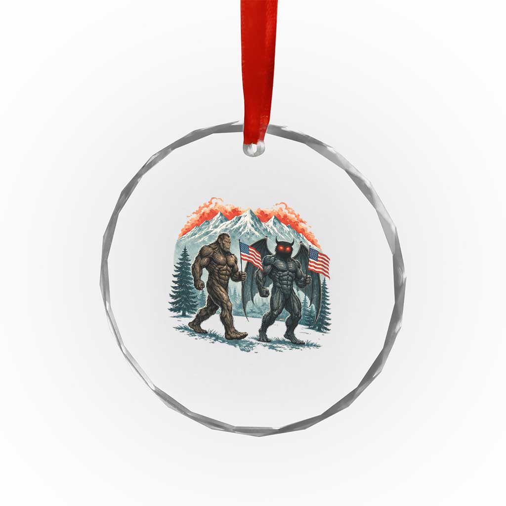 Patriotic Bigfoot And Mothman Crystal Glass Ornament Funny Cryptid Lover Gift TS12 Print Your Wear