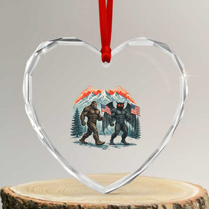 Patriotic Bigfoot And Mothman Heart Crystal Glass Ornament Funny Cryptid Lover Gift TS12 Transparent Glass 3'' Heart Print Your Wear