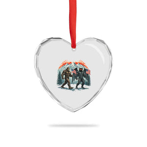 Patriotic Bigfoot And Mothman Heart Crystal Glass Ornament Funny Cryptid Lover Gift TS12 Print Your Wear