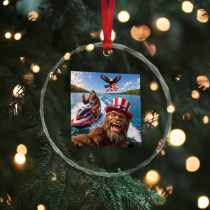 Patriotic Bigfoot Squad Chill Summer Vacation Graphic Crystal Glass Ornament TS12 Print Your Wear