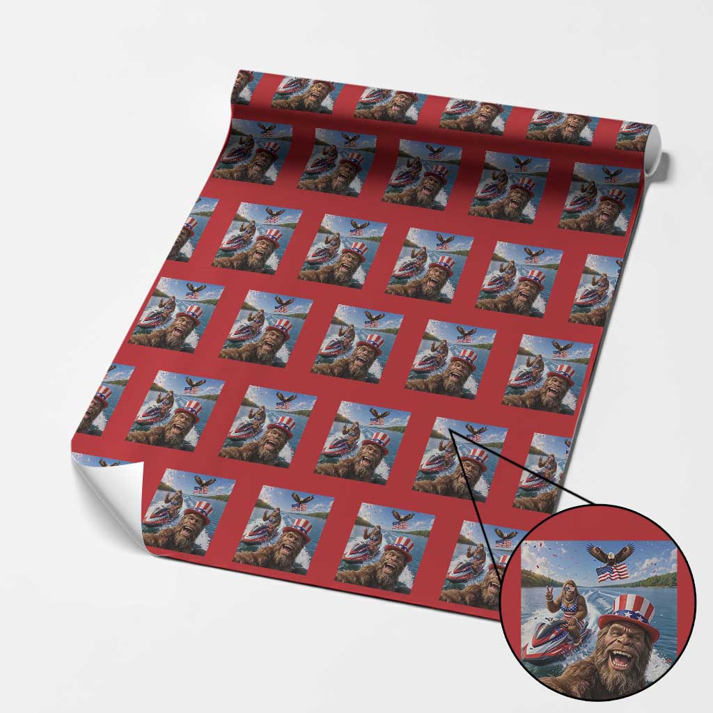 Patriotic Bigfoot Squad Chill Summer Vacation Graphic Wrapping Paper Roll
