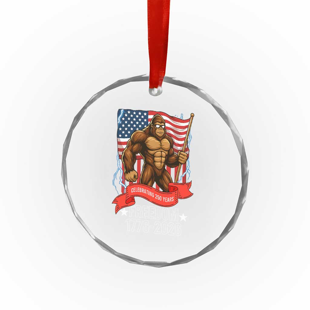 Patriotic Bigfoot US 250th Anniversary Crystal Glass Ornament Sasquatch Celebrating 250 Years of Freedom 1776 to 2026 TS02 Print Your Wear