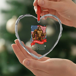 Patriotic Bigfoot US 250th Anniversary Heart Crystal Glass Ornament Sasquatch Celebrating 250 Years of Freedom 1776 to 2026 TS02 Print Your Wear