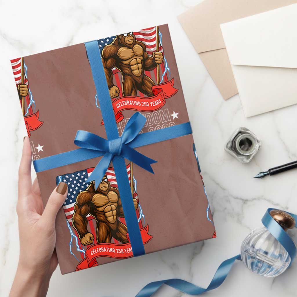 Patriotic Bigfoot US 250th Anniversary Wrapping Paper Roll Sasquatch Celebrating 250 Years of Freedom 1776 to 2026 TS02 Mocha Print Your Wear