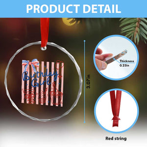 Patriotic Birthday Girl Crystal Glass Ornament Red White And Blue Party Graphic