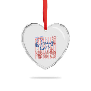Patriotic Birthday Girl Heart Crystal Glass Ornament Red White And Blue Party Graphic