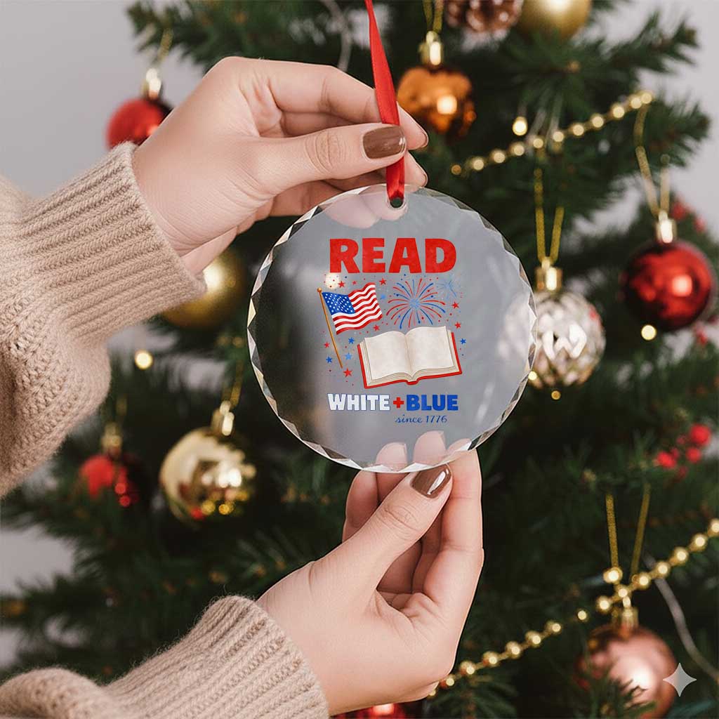 Patriotic Bookish 4th Of July Read White Blue Since 1776 Crystal Glass Ornament TS10 Print Your Wear