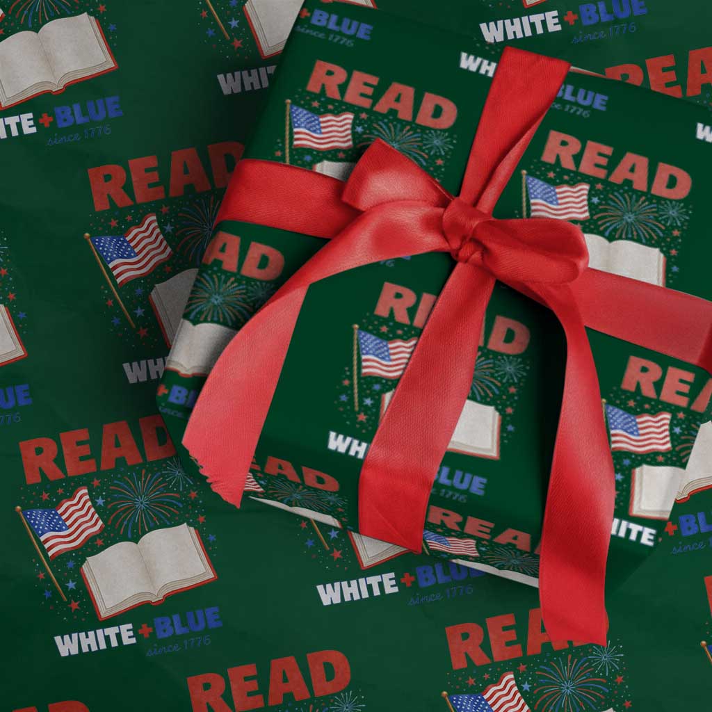 Patriotic Bookish 4th Of July Read White Blue Since 1776 Wrapping Paper Roll TS10 Green Print Your Wear