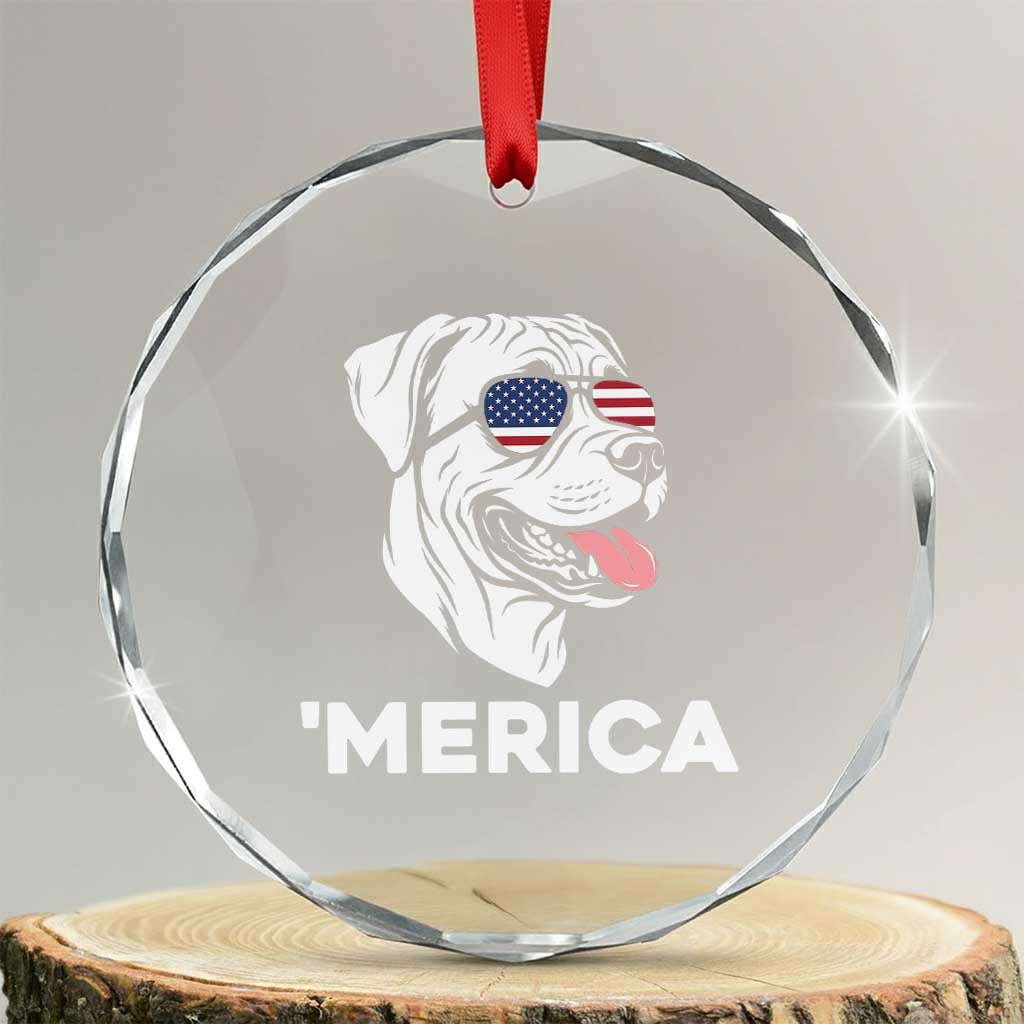 Patriotic Boxer Lover 4th Of July Dog Crystal Glass Ornament American Flag Merica Pride TS12 Transparent Glass 3'' Circle Print Your Wear