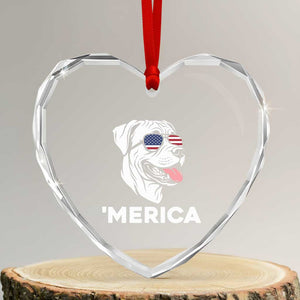Patriotic Boxer Lover 4th Of July Dog Heart Crystal Glass Ornament American Flag Merica Pride