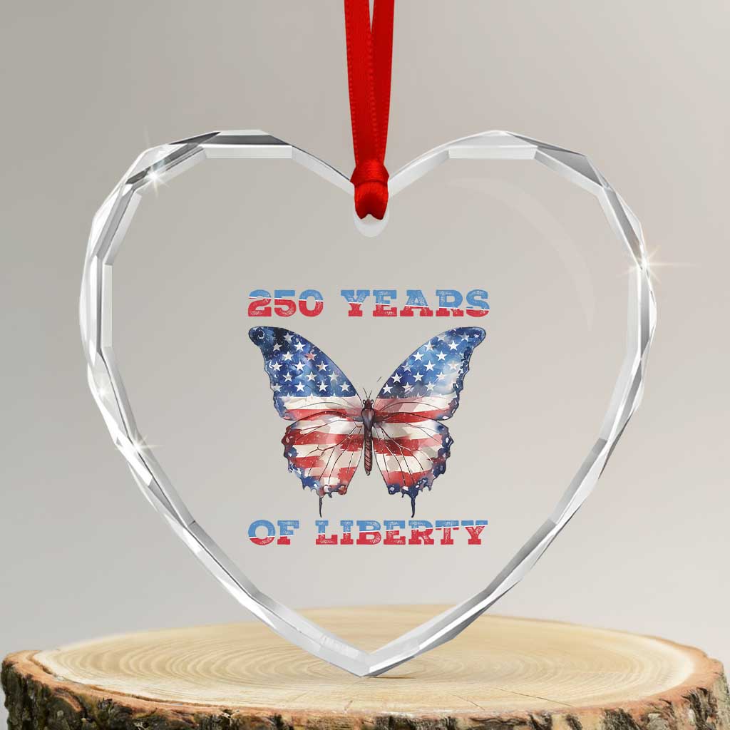 Patriotic Butterfly Heart Crystal Glass Ornament 250 Years Of Liberty TS12 Transparent Glass 3'' Heart Print Your Wear