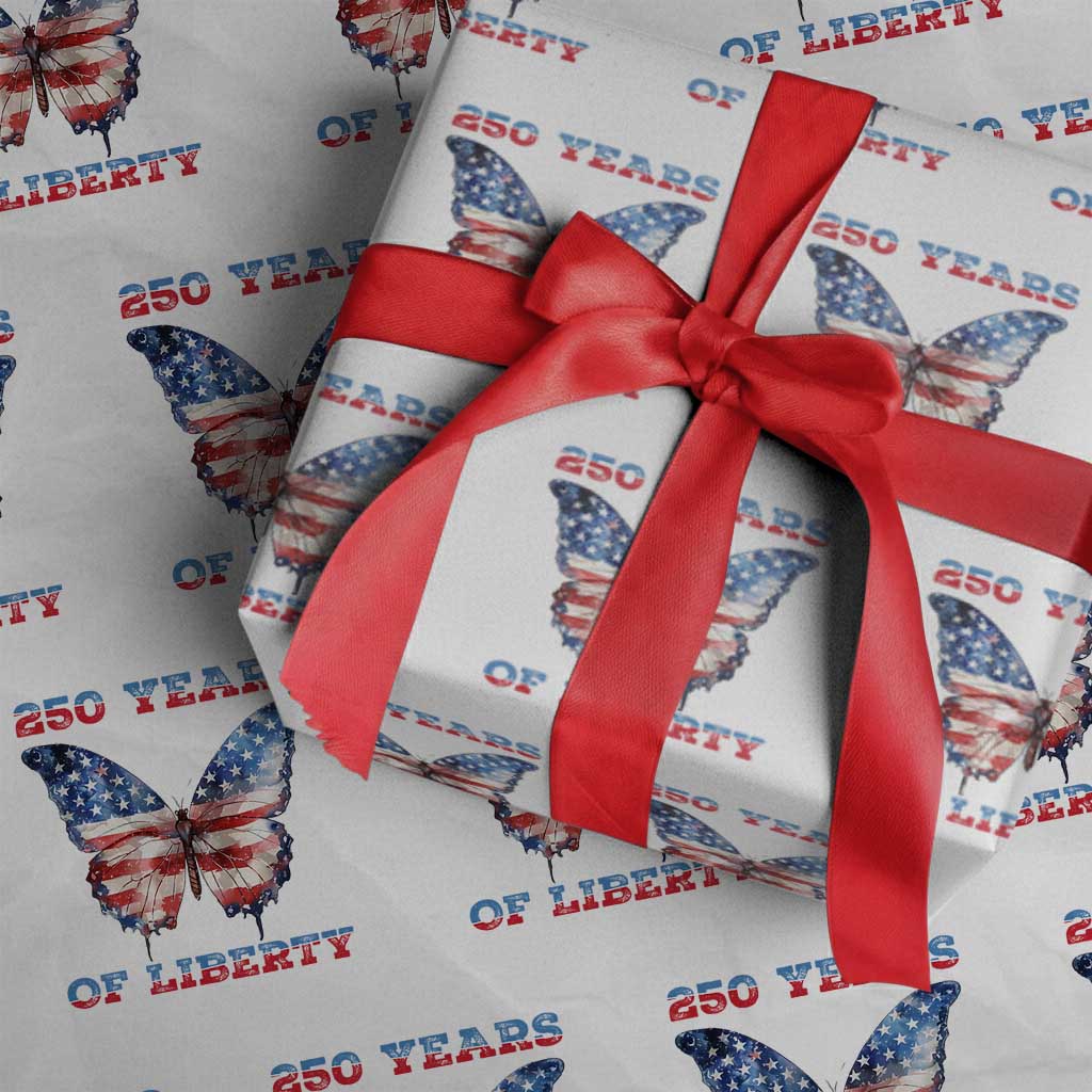 Patriotic Butterfly Wrapping Paper Roll 250 Years Of Liberty TS12 White Print Your Wear